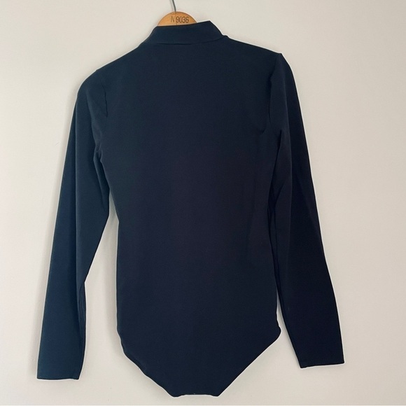 J. Crew Bodysuit Medium Black Mock Turtleneck Buttons - Picture 4 of 8